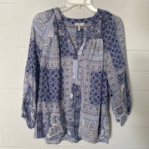 Joie Silk Patchwork 3/4 Sleeve M